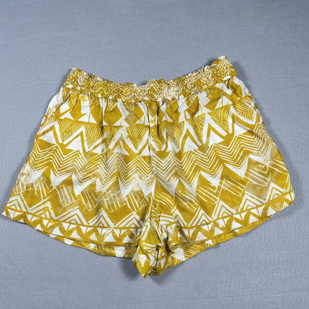Anthropologie Mustard Geometric Chevron Print Elastic Waist Boho Shorts S